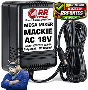 Fonte AC 18V 1A Para Mesa Mixer Mackie Mix