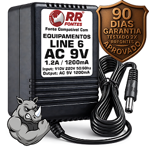 Fonte AC 9V 1.2A Para Pedal Pedaleira LINE 6