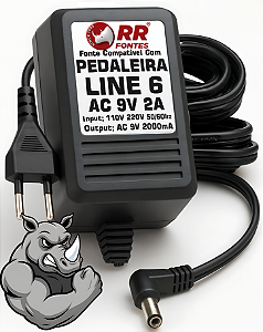 Fonte AC 9V 2A Para Pedal Pedaleira Line 6