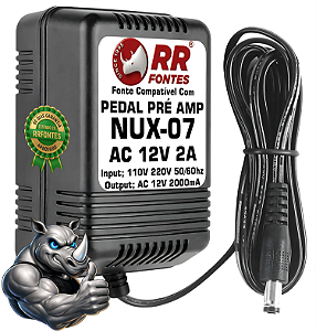 Fonte AC 12V 2A Pedal Pedaleira Nux 07 Multi Guitar Effect