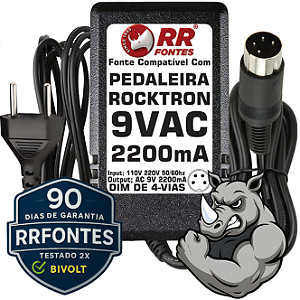 Fonte AC 9V 2.2A Para Pedais, Pré-amplificadores e Processadores ROCKTRON