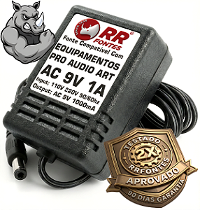 Fonte AC 9V 1A Para Processador, Pedal, Gerador, Interface ART