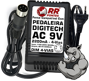 Fonte AC 9V 2.2A 4 Vias Para Pedal Pedaleira Digitech PS0920