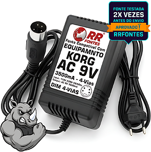 Fonte AC 9V 3.5A Para Teclado e Piano Digital Korg