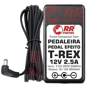 Fonte DC 12V 2.5A Para Pedal Multi Efeitos T-Rex