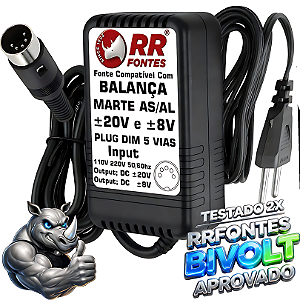 Fonte DC 20V e 8V Para Balança Marte AS e AL ASF-11 Antiga