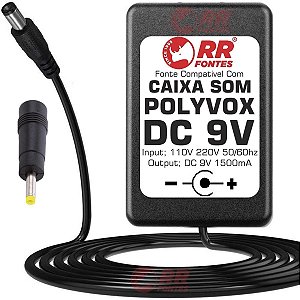 Carregador Fonte DC 9V Para Caixa Amplificada Bazuka Polivox