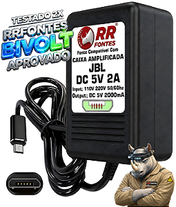 Fonte Carregador DC 5V Micro-USB Para Fones JBL