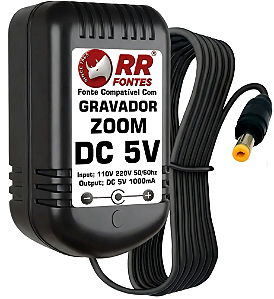 Fonte Carregador DC 5V Para Zoom Gravador De Voz