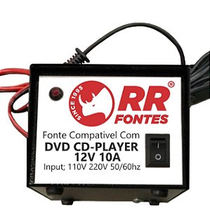 Fonte DC 12V Para Transformador Radio Cd Dvd Som De Carro 110V ou 220V Para 12v 10A