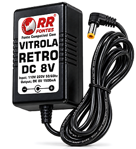 Fonte DC 8V Para Toca-Disco Vitrola Pulse Sinatra