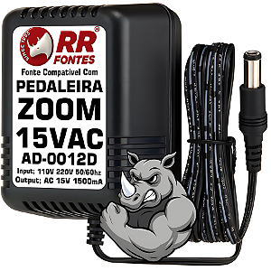 Fonte AC 15V 1.5A Para Pedal Pedaleira ZOOM