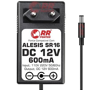 Fonte DC 12V 600mA Para Bateria Eletrônica Alesis SR-16