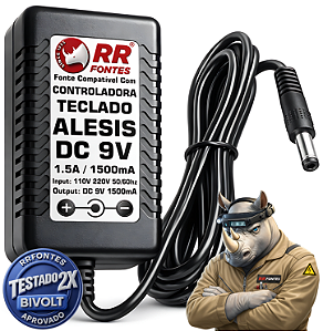 Fonte DC 9v 1.5A Para Alesis Percussão Digital Strike MultiPad