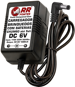 Fonte Carregador DC 6V 1A Para Baby-Cars Mini Carro Mini Moto
