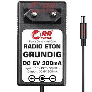 Fonte DC 6V Para Receptor De Radio Eton Grundig Am Fm Sw