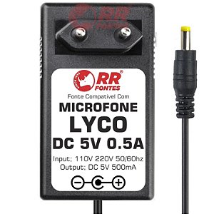 Fonte Carregador DC 5V Para Microfones Lyco