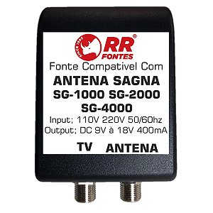 Fonte DC 9v A 18v Para Antena Sagna Sg1000 Sg2000 Sg4000 Bivolt