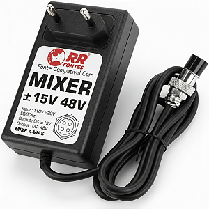 Fonte DC 15V e 48V Para Mixer Mesa De Som Oneal OMX 4 Vias