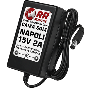 Carregador Fonte DC 15V Para Caixa Amplificada Napoli