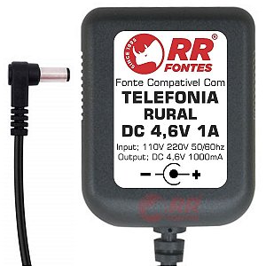 Fonte Carregador DC 4,6V Para Telefone Rural Intelbras