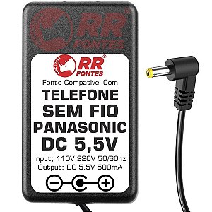 Fonte DC 5,5V Para Telefone Sem Fio Panasonic PNLV236