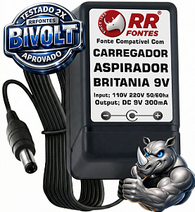 Fonte Carregador 9v Para Aspirador Pó Portátil Britânia