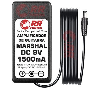 Fonte DC 9v 1.5A Para Amplificador de Guitarra Marshall MG2FX