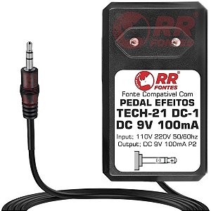 Fonte DC 9v P2 Para Pedal Classico Antigo Sansamp Tech 21 Dc1