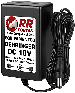 Fonte DC 18V Para Behringer Mixer e Bateria Eletronica