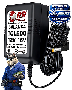 Fonte DC 12V 16V Para Balança Precisão Toledo Prix Lab AS PS