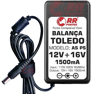 Fonte DC 12V 16V Para Balança Precisão Toledo Prix Lab AS PS