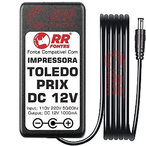 Fonte Carregador 12V Para Impressora Toledo PRIX RPP300