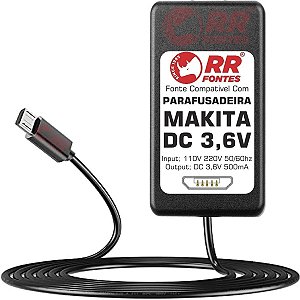Fonte Carregador DC 3,6v MICRO-USB Para Parafusadeira Makita DF001D