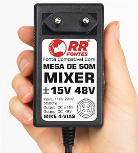 Fonte DC 15V e 48V Para Mesa De Som Mixer Karsect KT