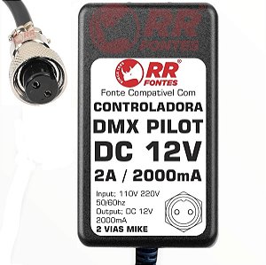 Fonte DC 12V Para Mesa de Controle iluminação Dmx Pilot 2000