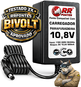 Carregador Fonte DC 10,8V Para Parafusadeira Furadeira Tramontina Vonder DWT Worker Skil