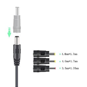 Jogo Adaptador Universal Para Fonte Femea 5,5mm Para Macho 3,5mm, 4,0mm e 4,8mm