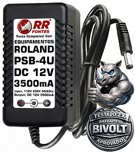 Fonte DC 12V 3.5A para Piano Teclado Arranjador Roland Boss