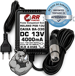 Fonte DC 13V Para Amplificador Estéreo Portátil ROLAND BA-330