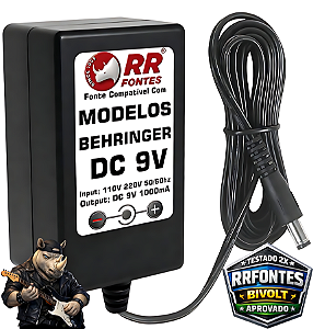 Fonte DC 9V Para Behringer PSU-SB Powerplay, Controladora, DJ Console