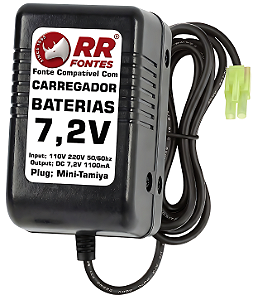 Carregador 7,2V Com Mini-Tamya Para Baterias 7,2V NiMH e NiCd