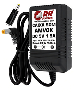 Carregador Fonte DC 5V Para Caixa Amplificada Amvox Aca