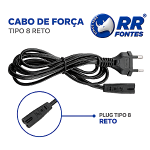 Cabo de Força Tipo 8 Bipolar AC 2 Pinos Oitinho
