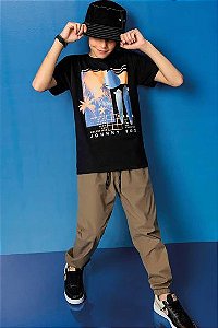 CALÇA JOGGER EM SARJA EMPAPELADA MOORE - JOHNNY FOX