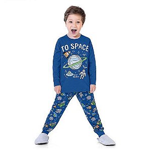 PIJAMA INFANTIL MASCULINO TO SPACE MANGA LONGA - FAKINI