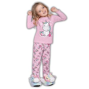 PIJAMA INFANTIL FEMININO UNICÓRNIO MANGA LONGA - FAKINI