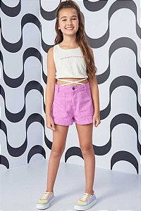 CONJUNTO BLUSA CROPPED E SHORT FEMININO - VIC & VICKY