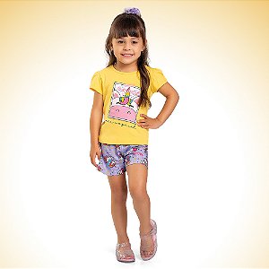 CONJUNTO BLUSA E SHORT EM MOLETINHO FEMININO - FAKINI