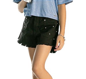 SHORT TEEN FIVE POCKETS COM FRENTE EM CRISTAIS - PINK X